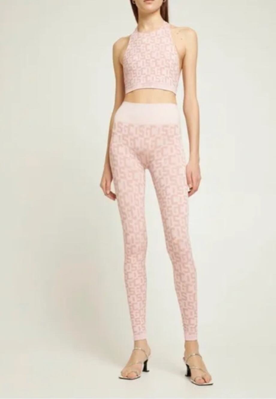 WOLFORD GCDS Basic Monogram High Waist Leggings In Pink Mono Small